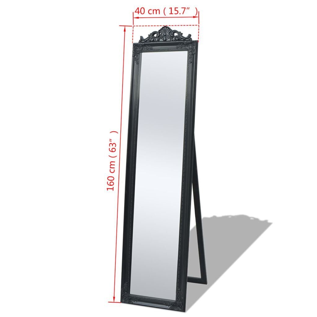 Pastatomas veidrodis, 160x40 cm, juodas цена и информация | Veidrodžiai | pigu.lt