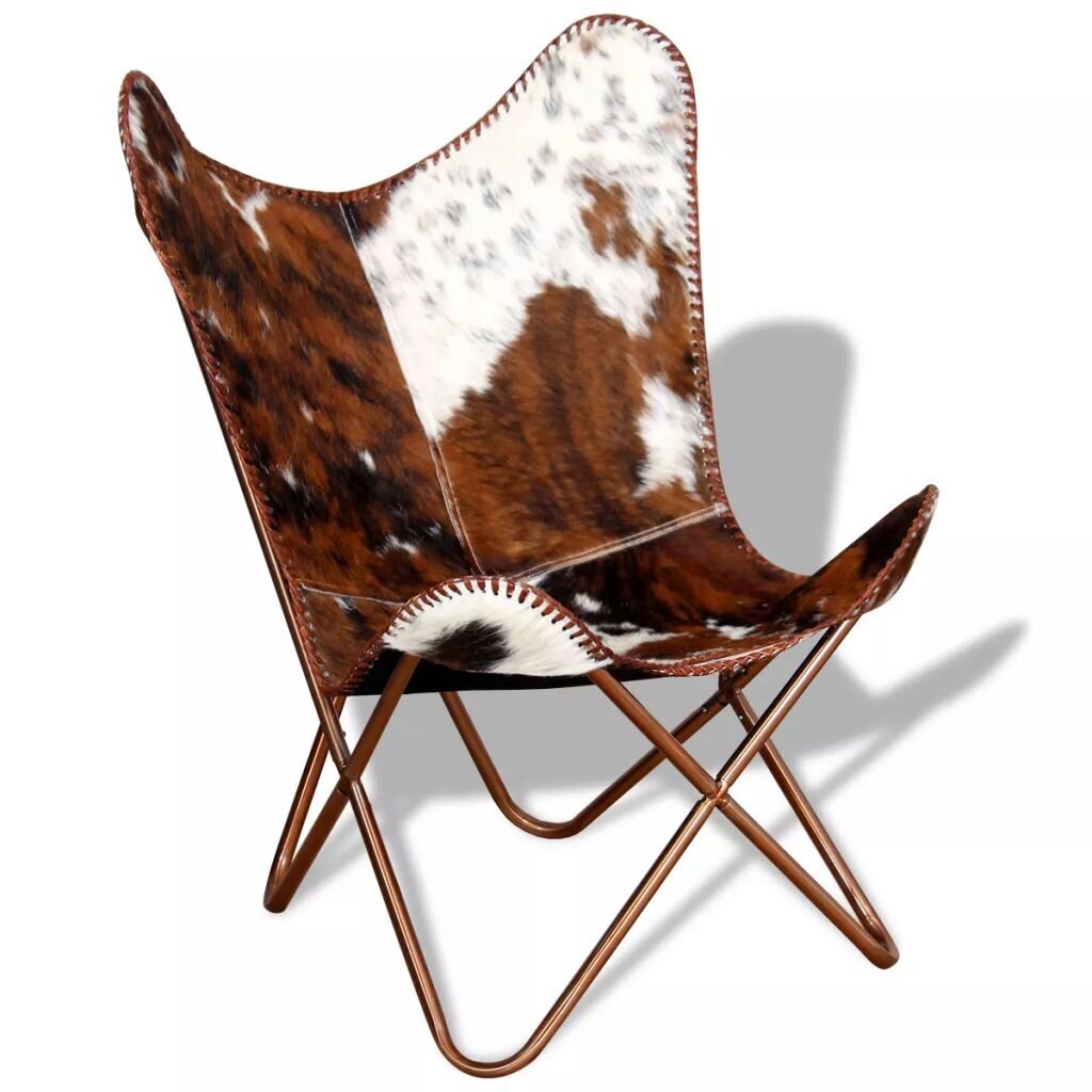 Išskleidžiama kėdė vidaXL, ruda/balta kaina ir informacija | Svetainės foteliai | pigu.lt