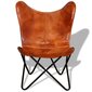 Drugelio formos kėdė, tikra oda, ruda цена и информация | Svetainės foteliai | pigu.lt