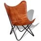 Drugelio formos kėdė, tikra oda, ruda kaina ir informacija | Svetainės foteliai | pigu.lt