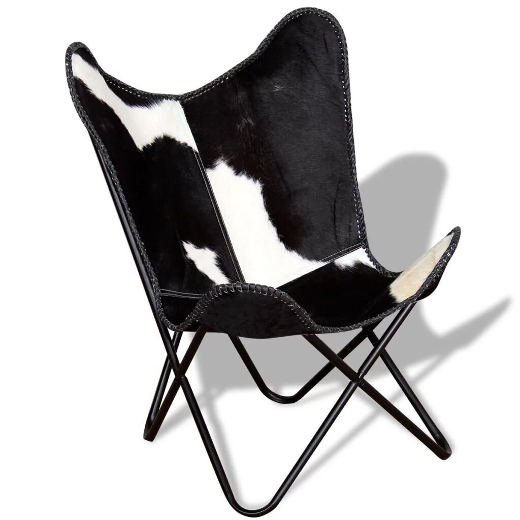 Išskleidžiama kėdė vidaXL, juoda ir balta kaina ir informacija | Svetainės foteliai | pigu.lt