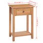 Konsolinis staliukas, tvirta ąžuolo mediena, 50x32x75 cm, rudas цена и информация | Virtuvės ir valgomojo stalai, staliukai | pigu.lt