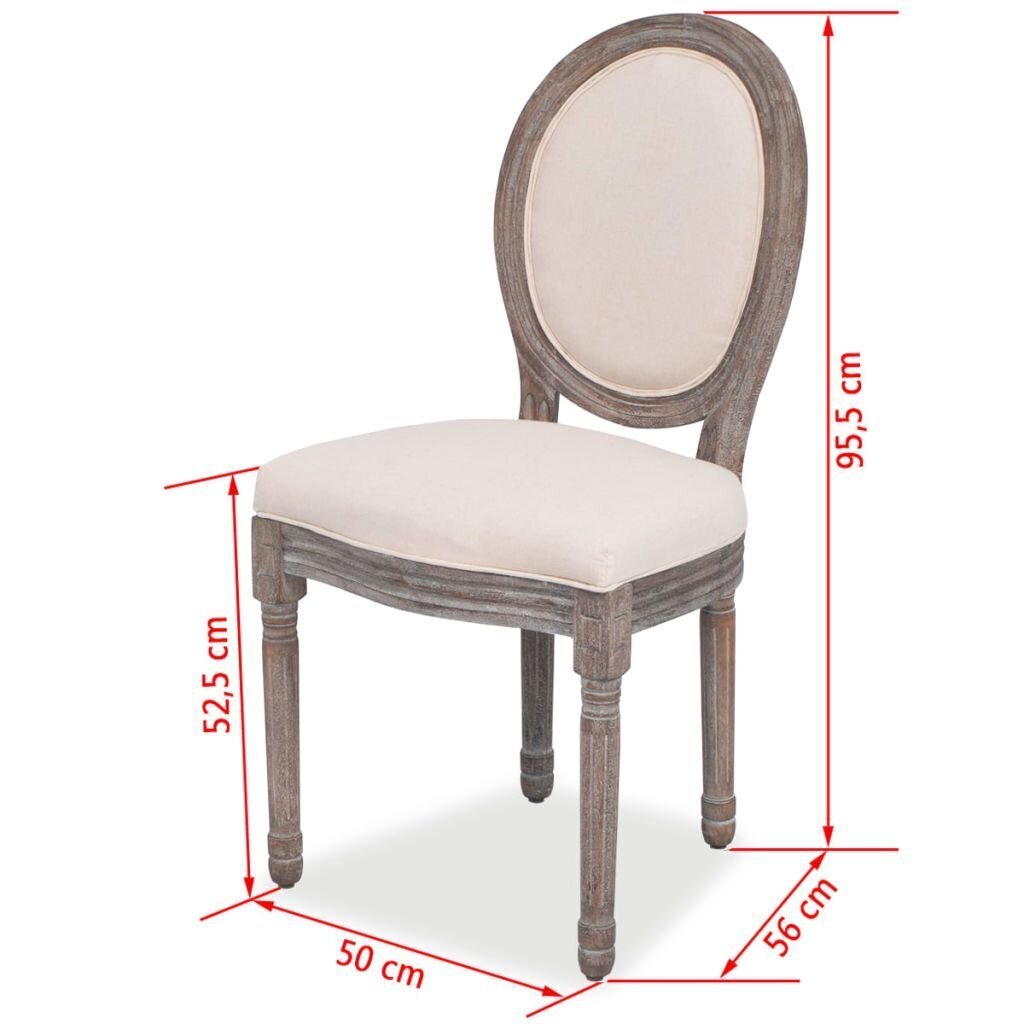 Valgomojo kėdės, 2 vnt., linas цена и информация | Virtuvės ir valgomojo kėdės | pigu.lt
