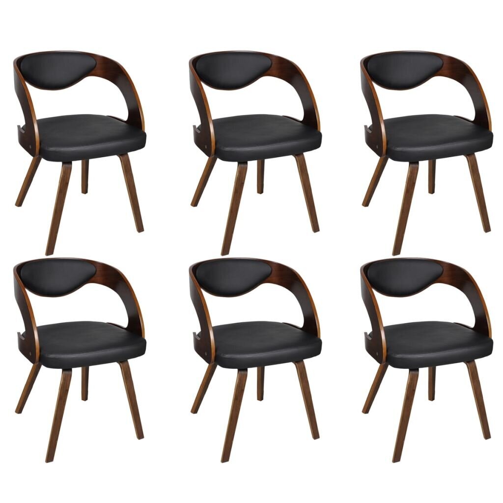 Valgomojo kėdžių mediniu rėmu komplektas, 6 vnt. kaina ir informacija | Virtuvės ir valgomojo kėdės | pigu.lt