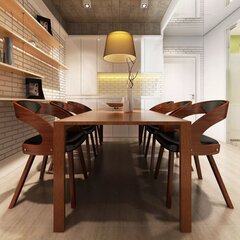 Комплект из 6 обеденных стульев с деревянной рамой коричневого цвета цена и информация | Стулья для кухни и столовой | pigu.lt