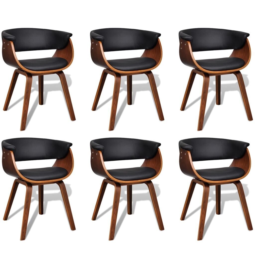 Valgomojo kėdės, 6 vnt., dirbtinė oda, rudos spalvos цена и информация | Virtuvės ir valgomojo kėdės | pigu.lt