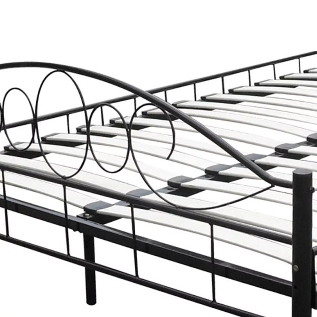 Juoda metalinė lova 180 x 200 cm su čiužiniu kaina ir informacija | Lovos | pigu.lt