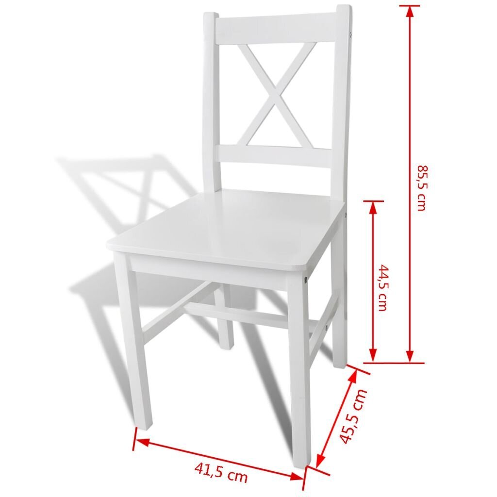 Medinės valgomojo kėdės, baltos, 6 vnt kaina ir informacija | Virtuvės ir valgomojo kėdės | pigu.lt