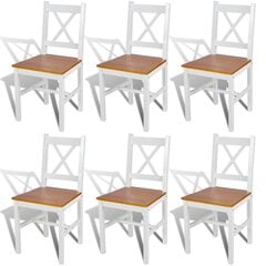 Деревянные обеденные стулья, белые/натуральное дерево, 6 шт. цена и информация | Стулья для кухни и столовой | pigu.lt