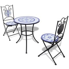 Набор мебели для кафе, стол 60 см Ø, 2 стула, синяя/белая мозаика цена и информация | Комплекты уличной мебели | pigu.lt
