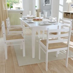 6 medinės valgomojo kėdės kvadratiniu atlošu, baltos kaina ir informacija | Virtuvės ir valgomojo kėdės | pigu.lt