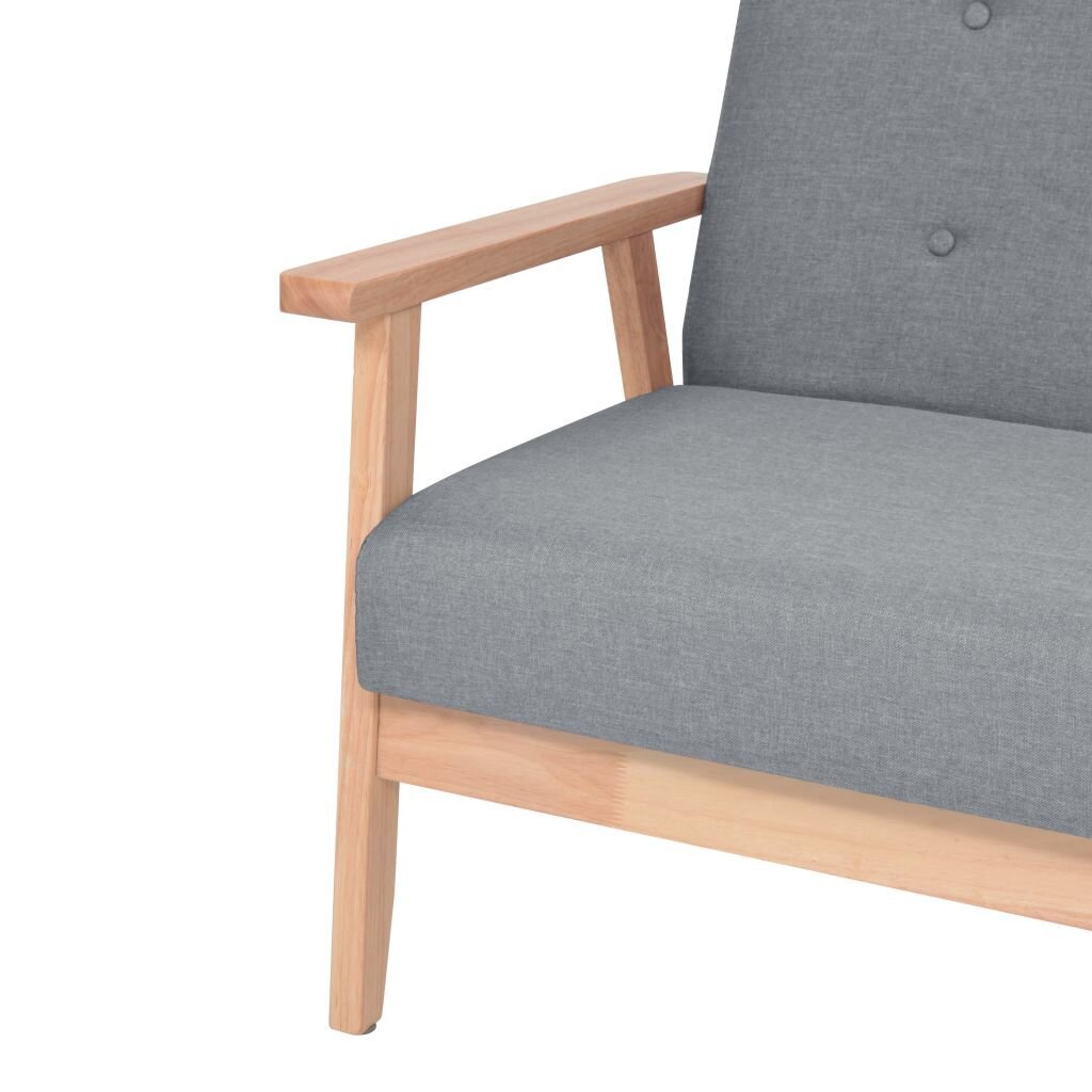 Retro medinis fotelis ir medinė sofa, pilka цена и информация | Minkštų baldų komplektai | pigu.lt