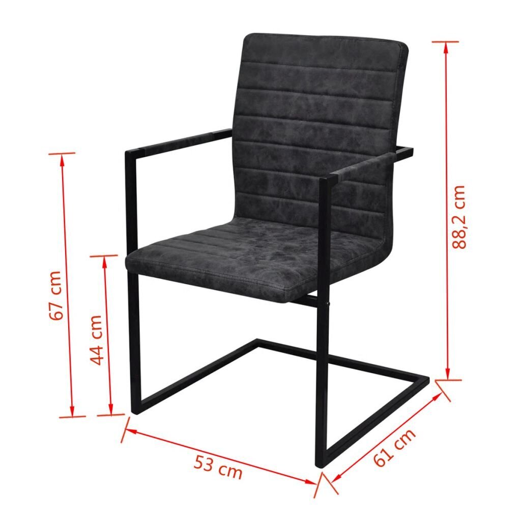 Rumbuotos gembinės valgomojo kėdės su porankiais, 4 vnt., juodos kaina ir informacija | Virtuvės ir valgomojo kėdės | pigu.lt