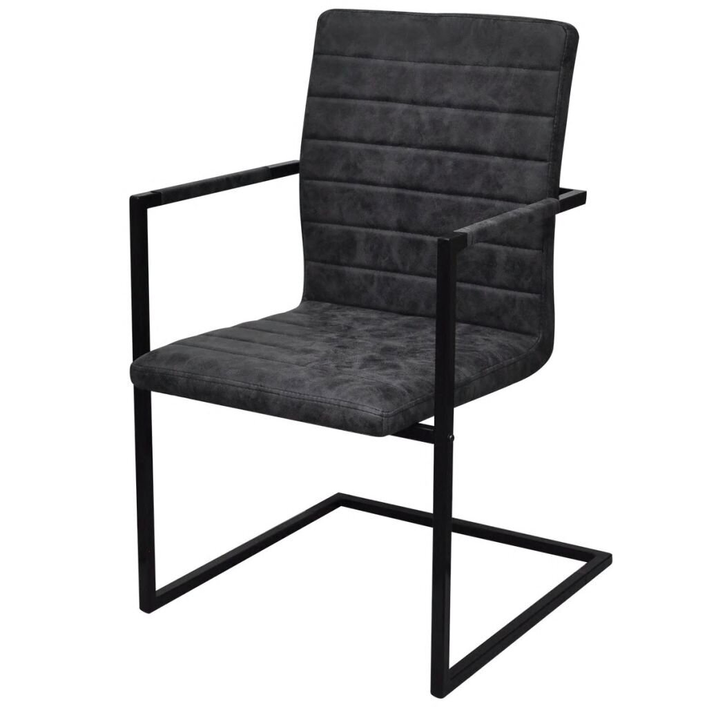 Rumbuotos gembinės valgomojo kėdės su porankiais, 4 vnt., juodos kaina ir informacija | Virtuvės ir valgomojo kėdės | pigu.lt