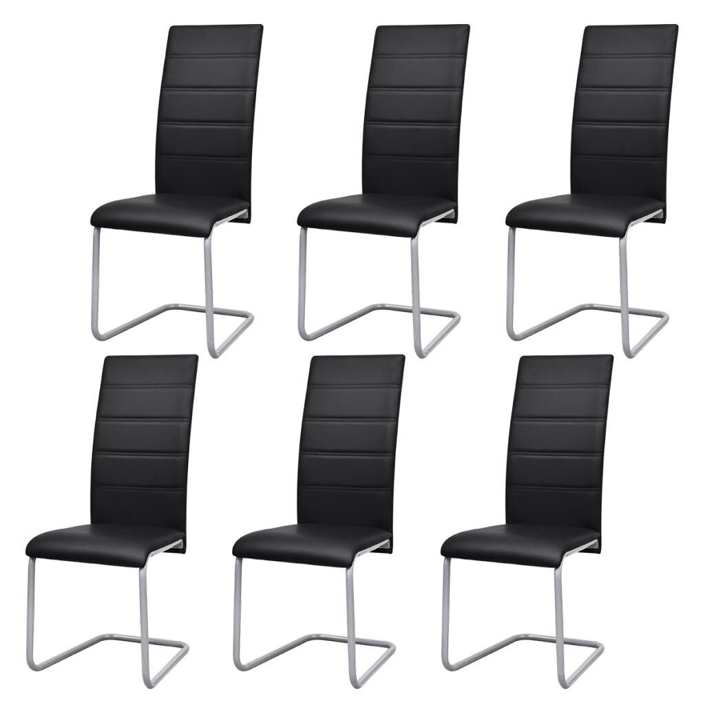 6 gembinės valgomojo kėdės aukštu atlošu, juodos kaina ir informacija | Virtuvės ir valgomojo kėdės | pigu.lt