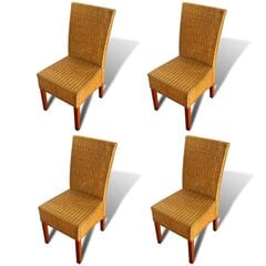 Обеденные стулья, 4 шт., ротанг, коричневые цена и информация | Стулья для кухни и столовой | pigu.lt