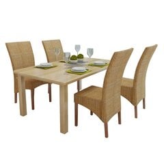 Обеденные стулья, 4 шт., ротанг, коричневые цена и информация | Стулья для кухни и столовой | pigu.lt