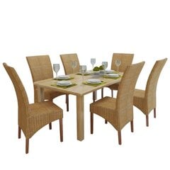 Обеденные стулья, 6 шт., ротанг, коричневые цена и информация | Стулья для кухни и столовой | pigu.lt
