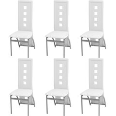 Обеденные стулья, 6 шт., искусственная кожа, белые цена и информация | Стулья для кухни и столовой | pigu.lt