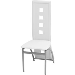 Обеденные стулья, 6 шт., искусственная кожа, белые цена и информация | Стулья для кухни и столовой | pigu.lt