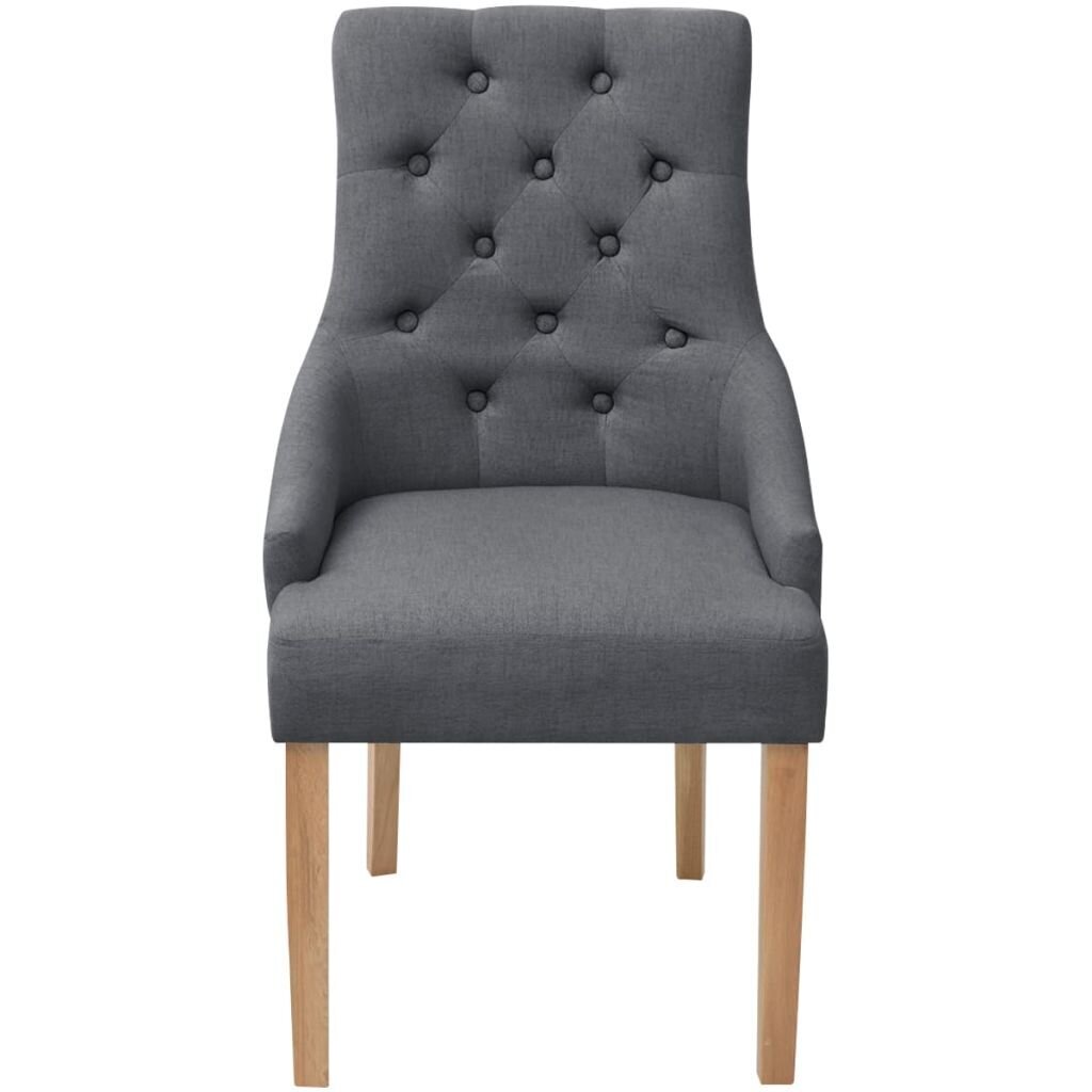 Ąžuolinės valgomojo kėdės, tamsiai pilkas audinys, 6 vnt., kaina ir informacija | Virtuvės ir valgomojo kėdės | pigu.lt