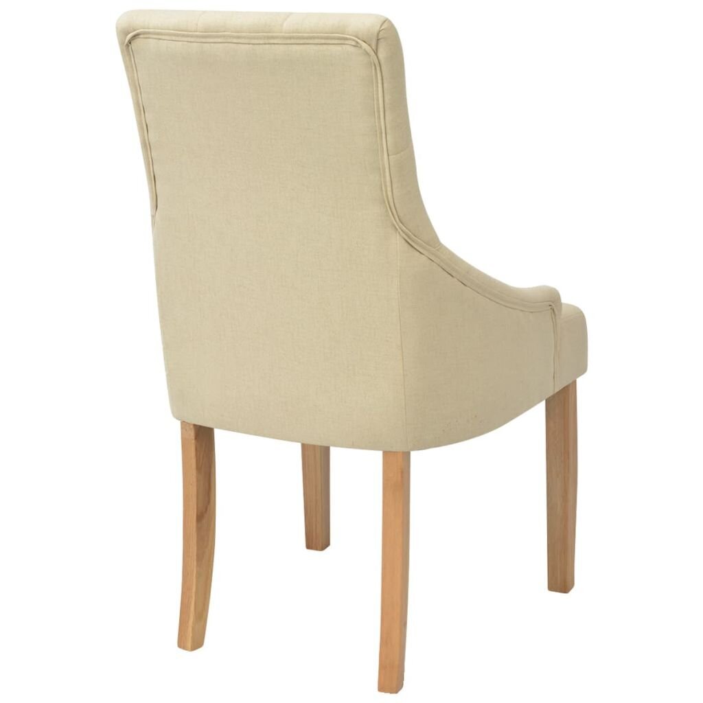 Ąžuolinės valgomojo kėdės, kreminės spalvos audinys, 6 vnt. kaina ir informacija | Virtuvės ir valgomojo kėdės | pigu.lt