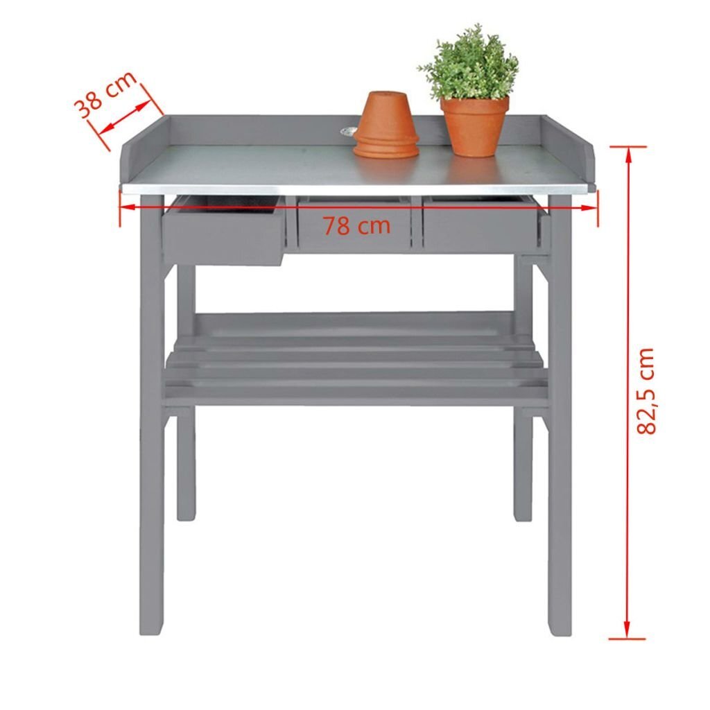 Sodo darbastalis Esschert Design, pilkas CF29G kaina ir informacija | Lauko stalai, staliukai | pigu.lt