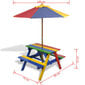 Vaikiškas lauko staliukas su suoliukais ir skėčiu keturių spalvų kaina ir informacija | Vaikiški lauko baldai | pigu.lt