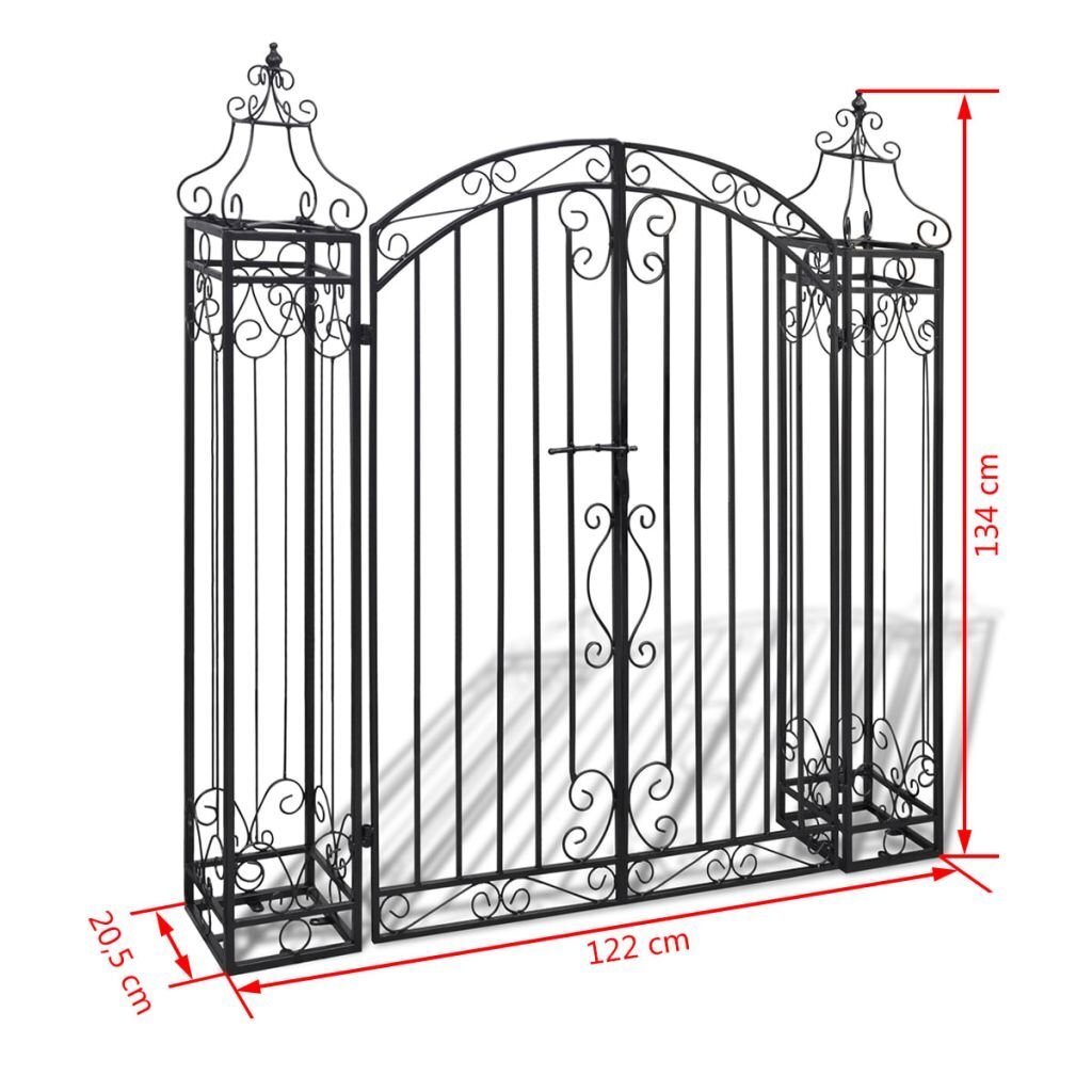 Dekoratyviniai geležiniai įvažiavimo vartai, 122 x 134 cm цена и информация | Tvoros ir jų priedai | pigu.lt