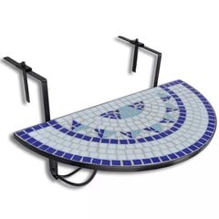 Балконный столик монтируемый к перилам, синяя мозаика цена и информация | Садовые столы, столики | pigu.lt