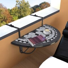 Pakabinamas pusapvalis staliukas balkonui, juoda/balta mozaika kaina ir informacija | Lauko stalai, staliukai | pigu.lt