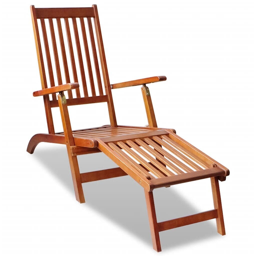 Lauko krėslas su atrama kojoms iš akacijos medienos, rudas kaina ir informacija | Gultai | pigu.lt