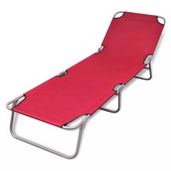 Sulankstomas saulės gultas su reguliuojamu atlošu, raudonas kaina ir informacija | Gultai | pigu.lt