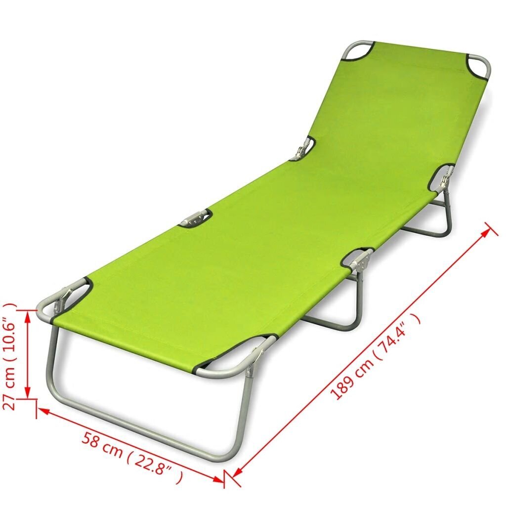 Sulankstomas saulės gultas su reguliuojamu atlošu, žalias цена и информация | Gultai | pigu.lt