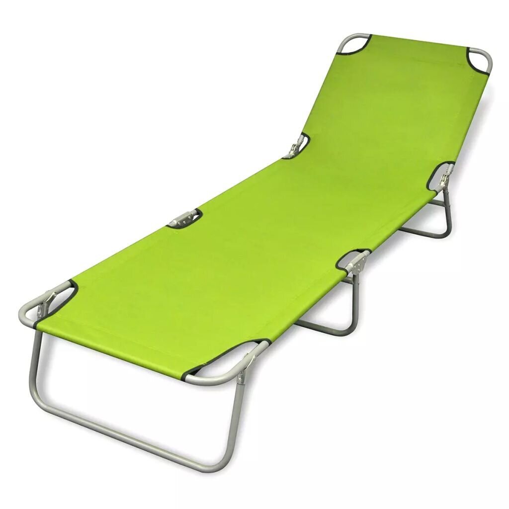 Sulankstomas saulės gultas su reguliuojamu atlošu, žalias цена и информация | Gultai | pigu.lt