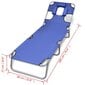 Sulankstomas saulės gultas su pagalve ir reguliuojamu atlošu, mėlynas kaina ir informacija | Gultai | pigu.lt