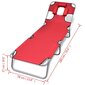 Sulankstomas saulės gultas su pagalve ir reguliuojamu atlošu, raudonas kaina ir informacija | Gultai | pigu.lt