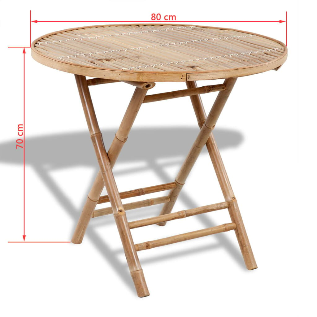 Sulankstomas lauko baldų kompl., bambukas, stalas ir 4 kėdės kaina ir informacija | Lauko baldų komplektai | pigu.lt