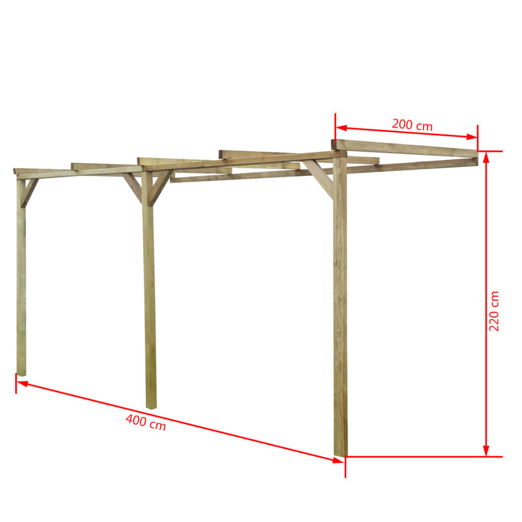 Medinė vijoklių pavėsinė, 2 x 4 x 2,2 m kaina ir informacija | Gėlių stovai, vazonų laikikliai | pigu.lt