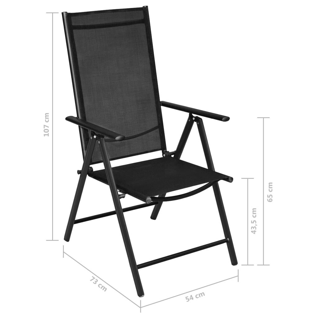 Sulankstomos sodo kėdės, 2 vnt, juodos kaina ir informacija | Lauko kėdės, foteliai, pufai | pigu.lt