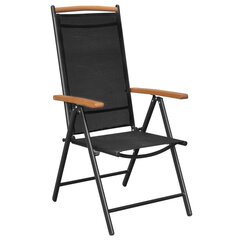 vidaXL Складные садовые стулья, 2 шт., алюминий и текстиль, черные цена и информация | Садовые стулья, кресла, пуфы | pigu.lt