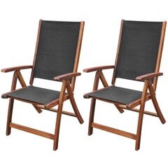 Складные стулья из дерева акации, 2 шт., черный цена и информация | Садовые стулья, кресла, пуфы | pigu.lt