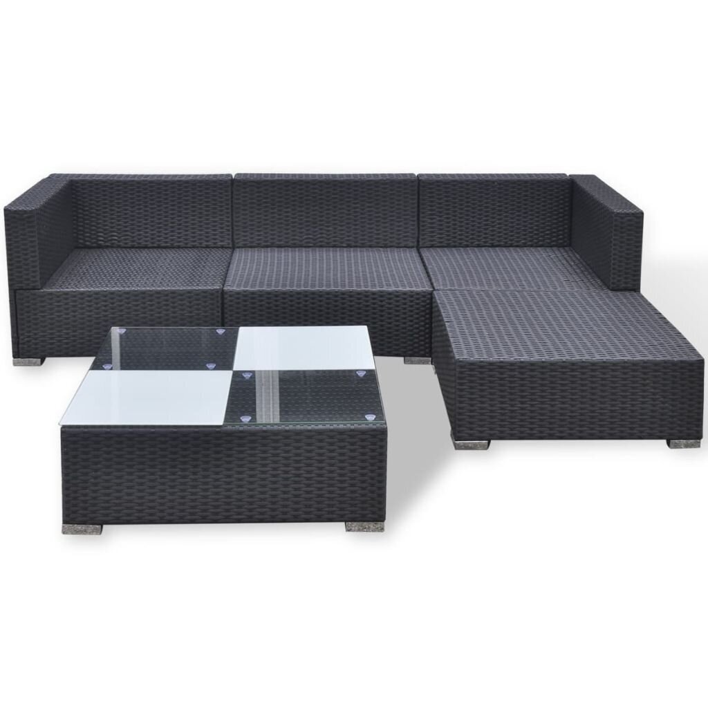 14 dalių sodo sofų komplektas, dirbtinis ratanas, juodas kaina ir informacija | Lauko baldų komplektai | pigu.lt