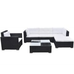 Sodo sofų komplektas, juodas, baltas kaina ir informacija | Lauko baldų komplektai | pigu.lt