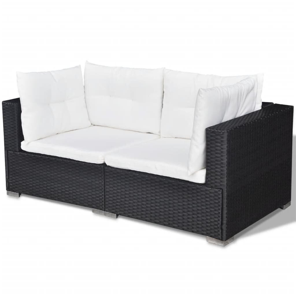 Sodo sofų komplektas, juodas, baltas цена и информация | Lauko baldų komplektai | pigu.lt