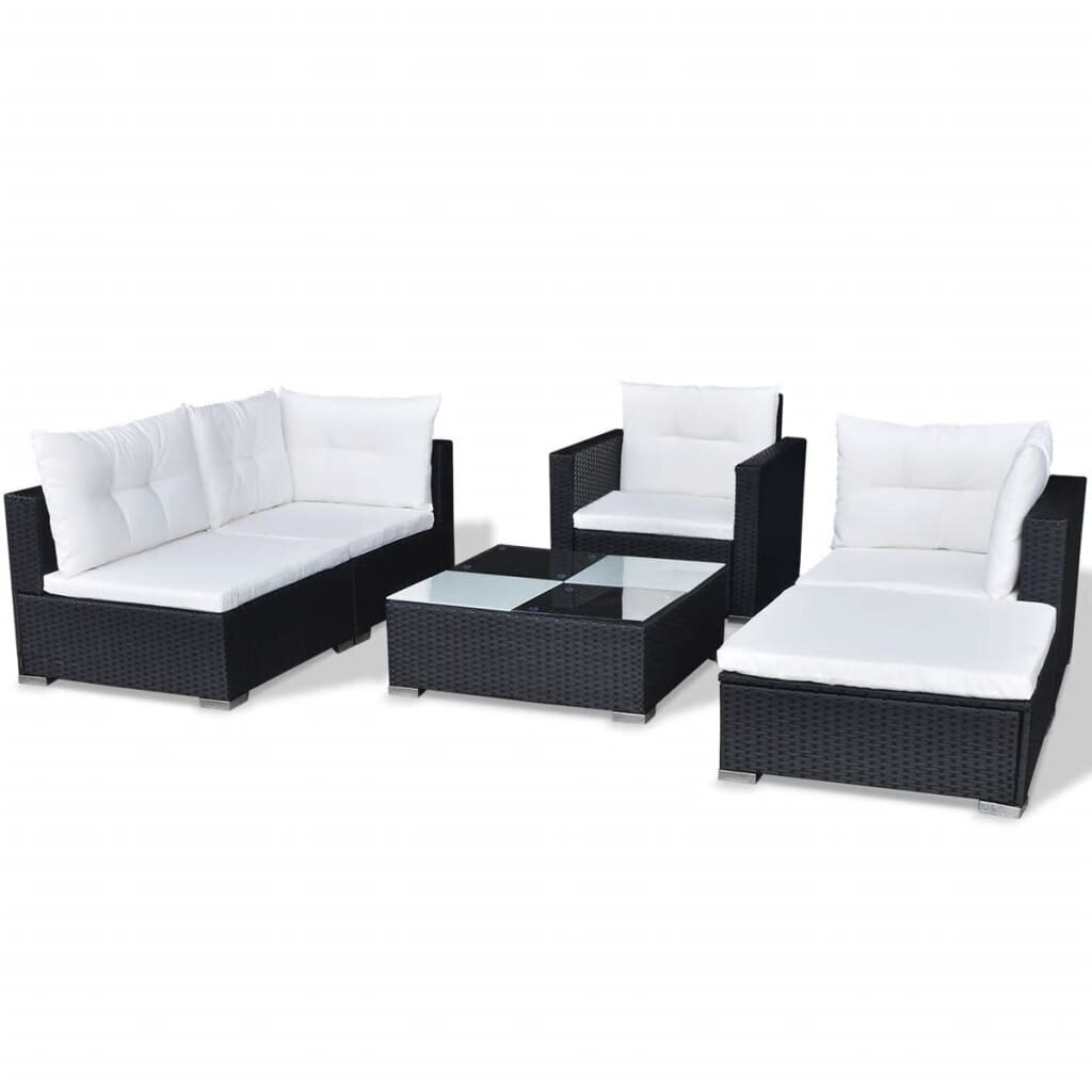Sodo sofų komplektas, juodas, baltas цена и информация | Lauko baldų komplektai | pigu.lt
