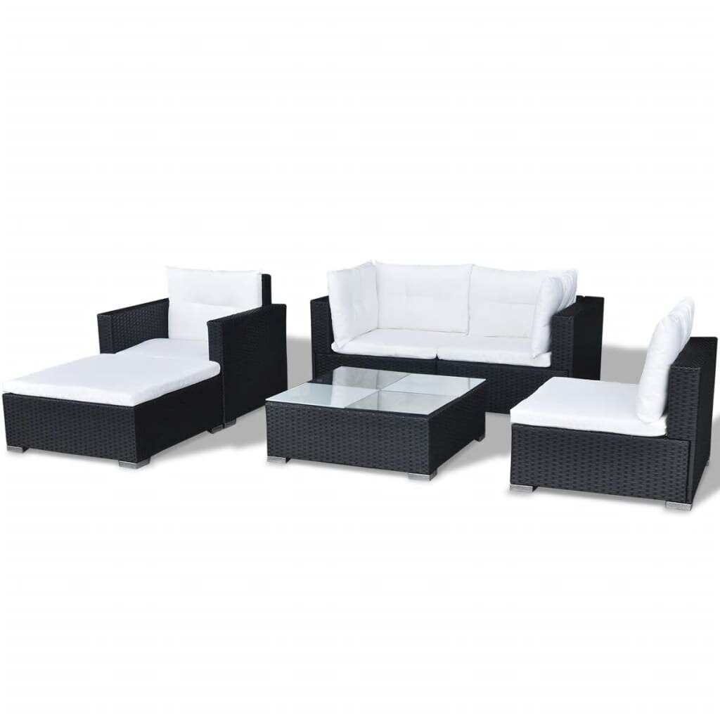 Sodo sofų komplektas, juodas, baltas kaina ir informacija | Lauko baldų komplektai | pigu.lt