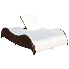Dvivietis saulės gultas su pagalvėle, poliratanas, rudas kaina ir informacija | Gultai | pigu.lt