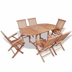 Комплект садовой мебели с раздвижным столом, 7 дет., тиковое дерево цена и информация | Комплекты уличной мебели | pigu.lt