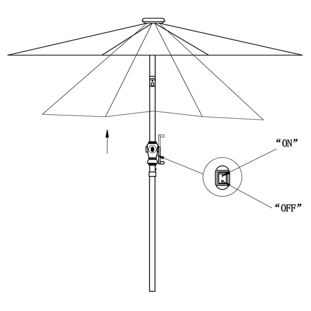 LED lauko skėtis 247 cm, žalias kaina ir informacija | Skėčiai, markizės, stovai | pigu.lt